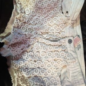 White lace shorts